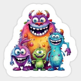 Watercolor Monster Family #4 Sticker